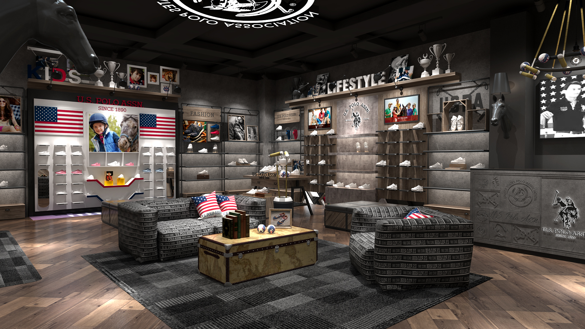 童裝展柜，童鞋展柜。